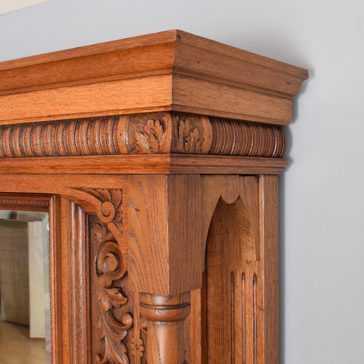 Large Oak Mirrored Sideboard