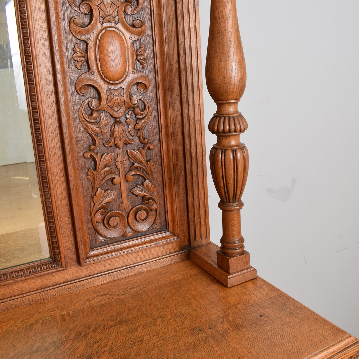 Large Oak Mirrored Sideboard