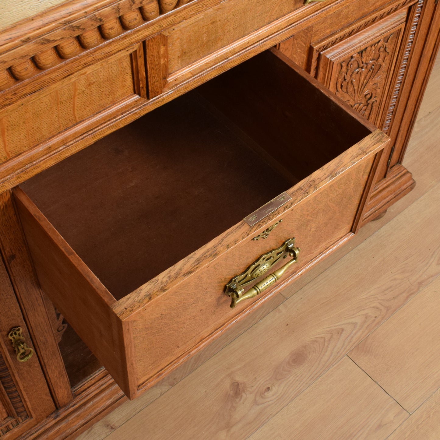 Large Oak Mirrored Sideboard