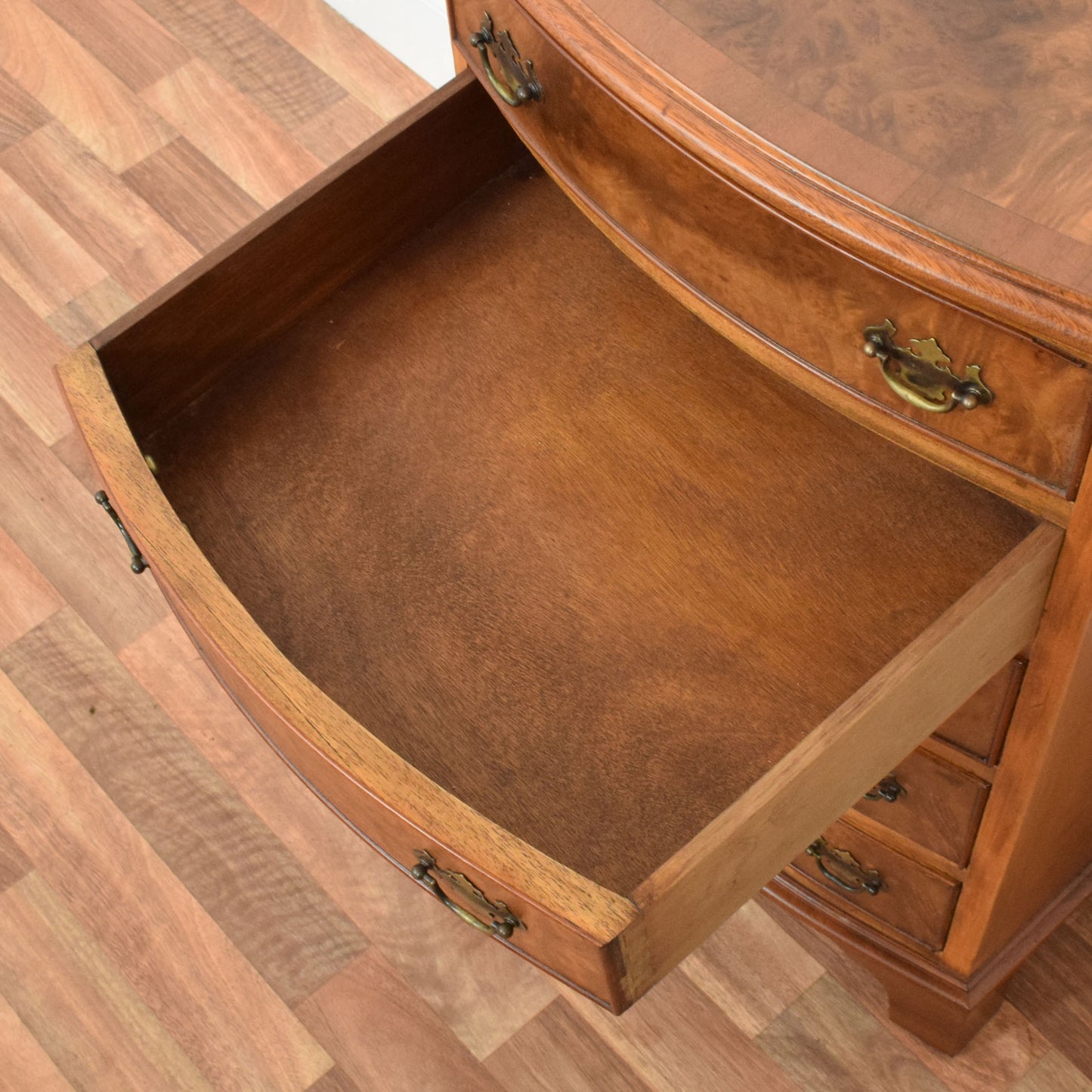 Bow Fronted Walnut Chest of Drawers