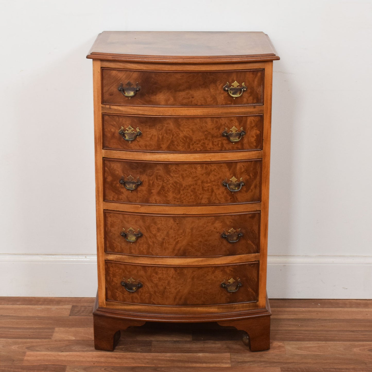 Bow Fronted Walnut Chest of Drawers