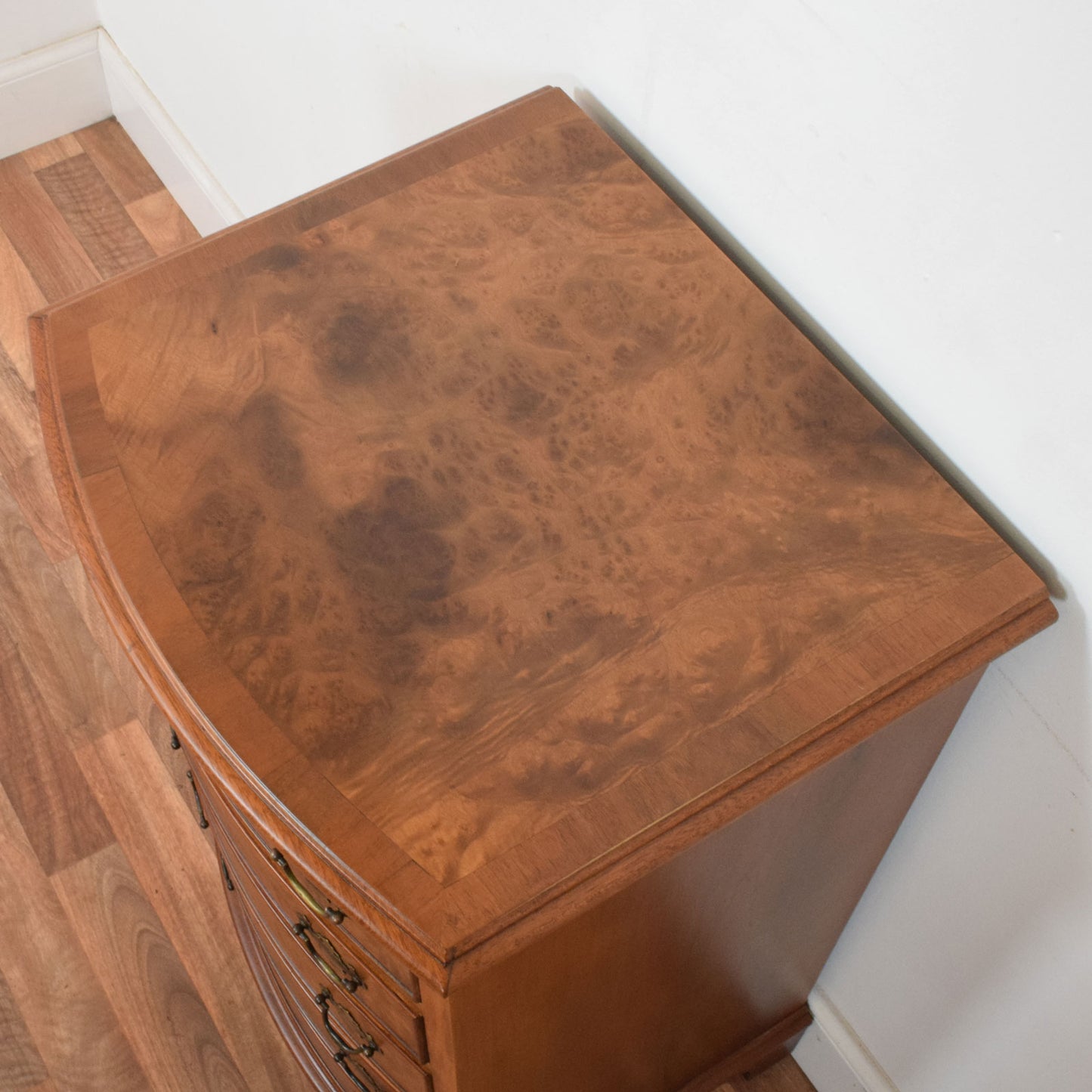 Bow Fronted Walnut Chest of Drawers