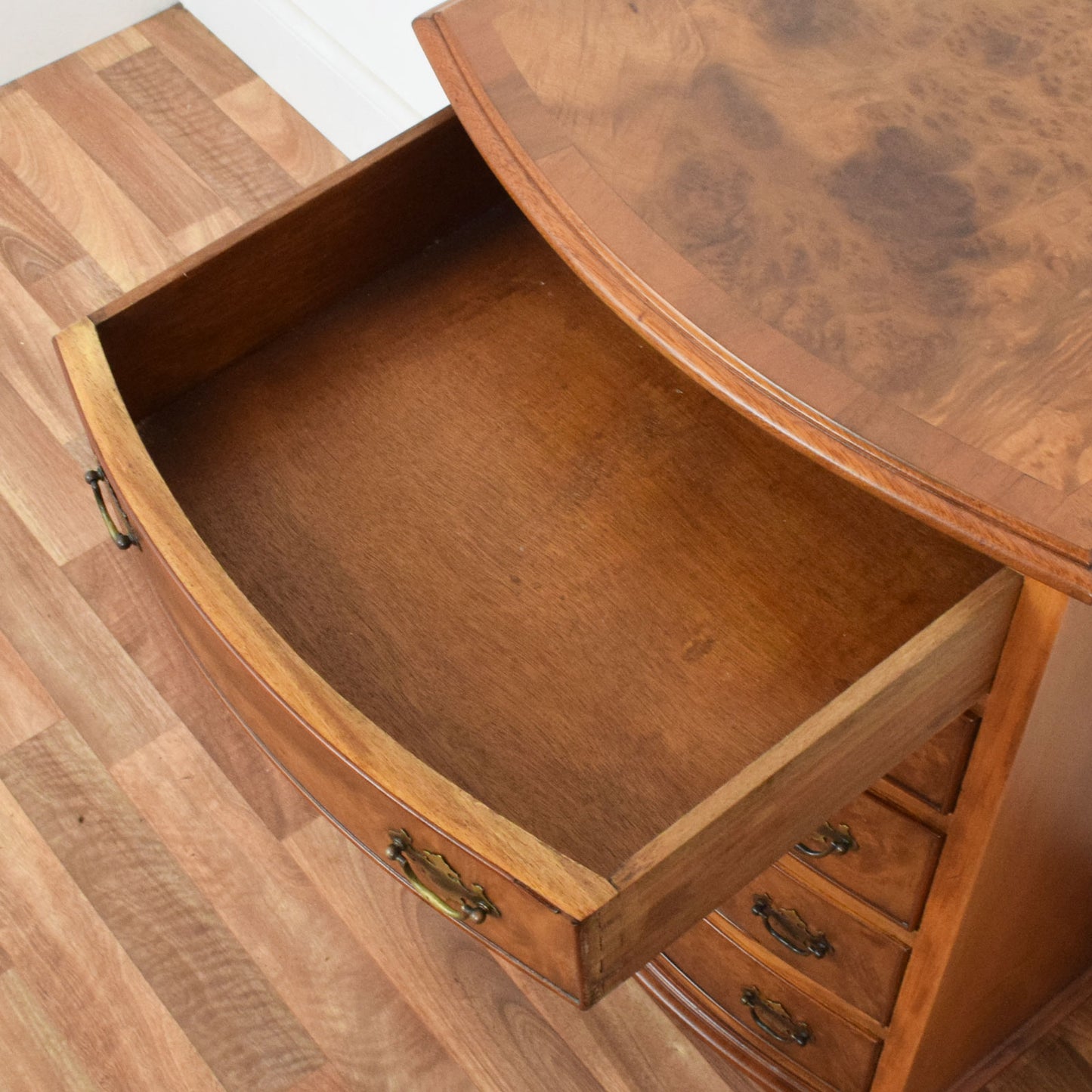 Bow Fronted Walnut Chest of Drawers