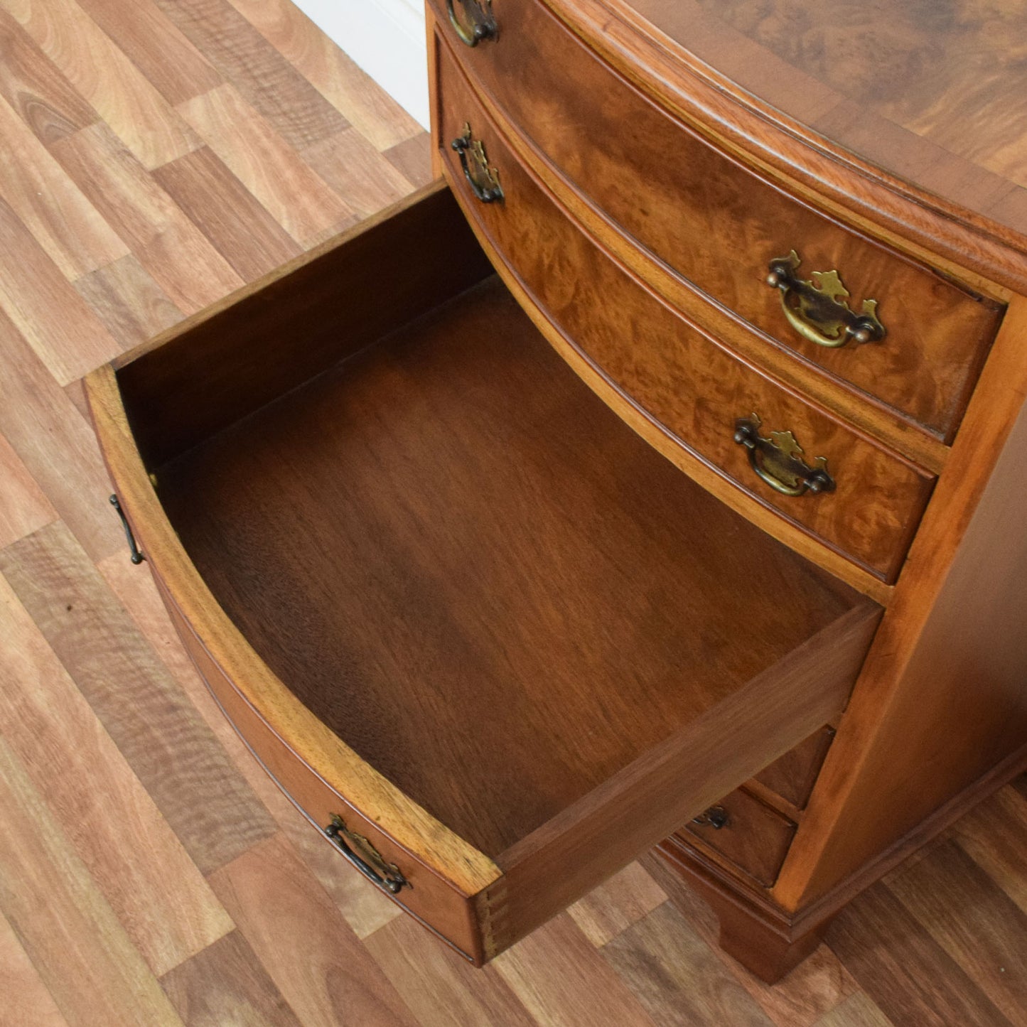 Bow Fronted Walnut Chest of Drawers