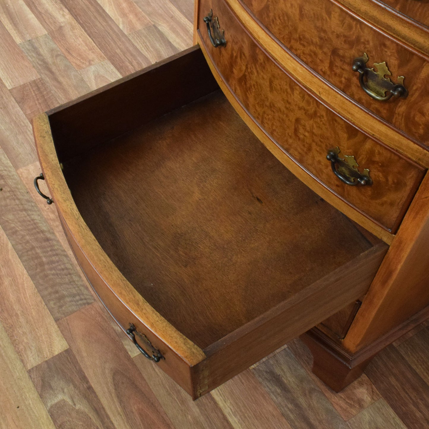 Bow Fronted Walnut Chest of Drawers