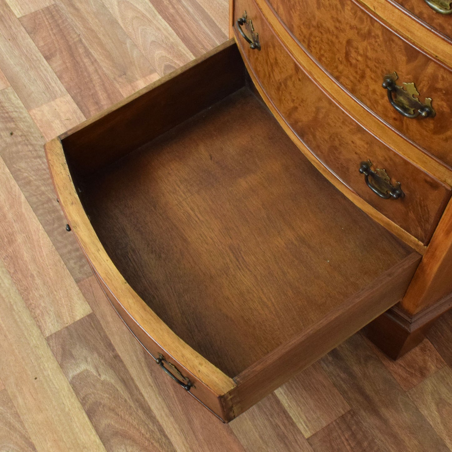 Bow Fronted Walnut Chest of Drawers