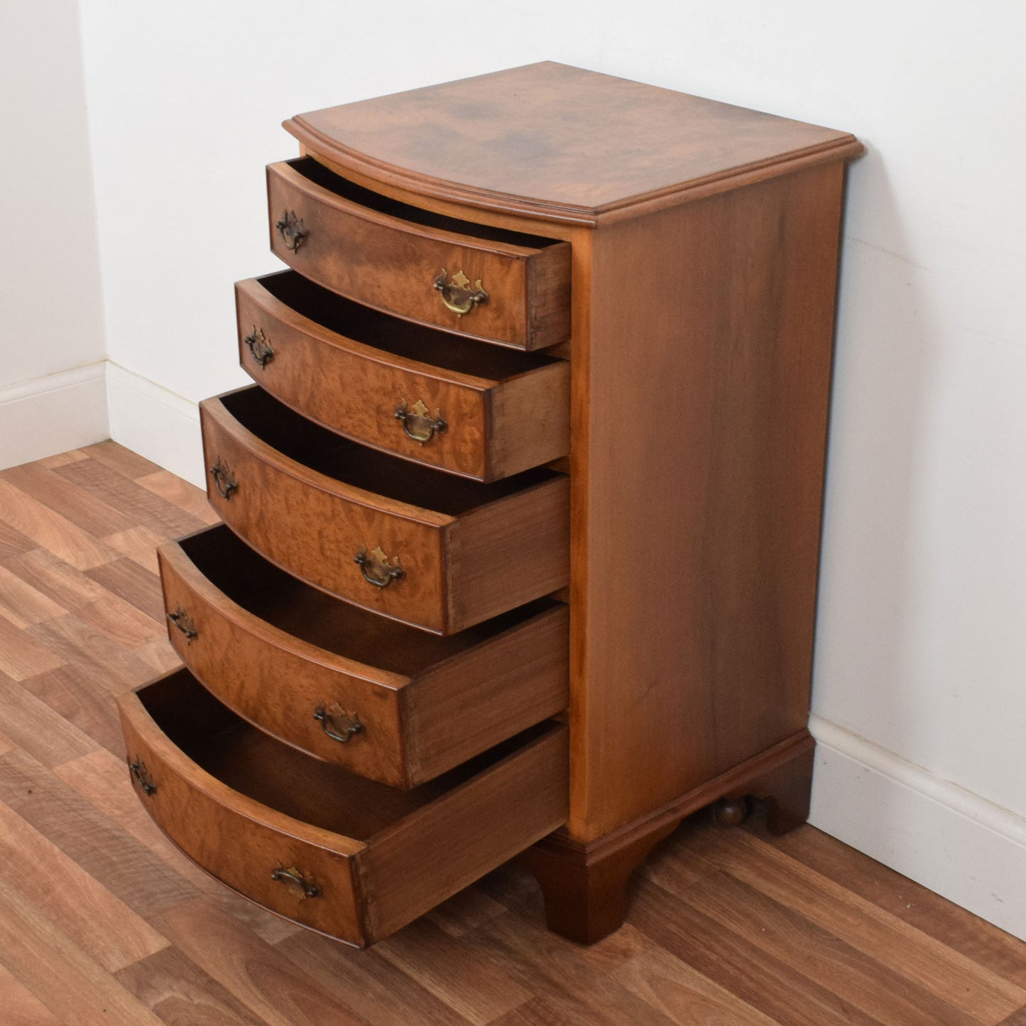 Bow Fronted Walnut Chest of Drawers
