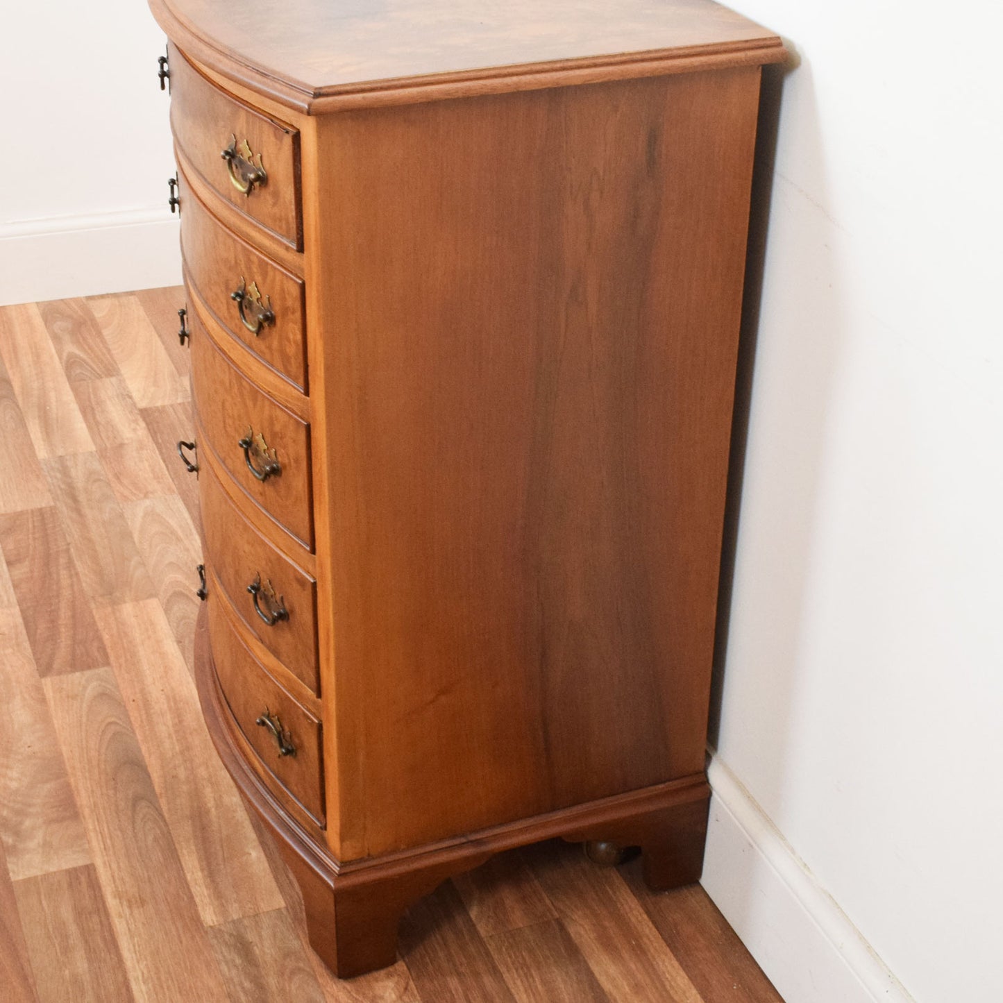 Bow Fronted Walnut Chest of Drawers