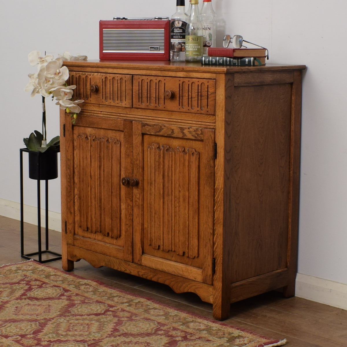 Oak Linenfold Sideboard