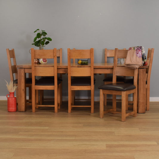 Solid Oak Table and Eight Chairs