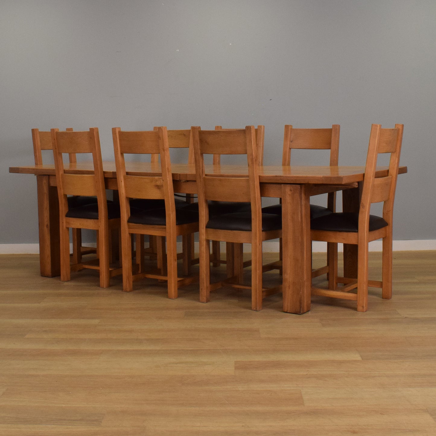 Solid Oak Table and Eight Chairs