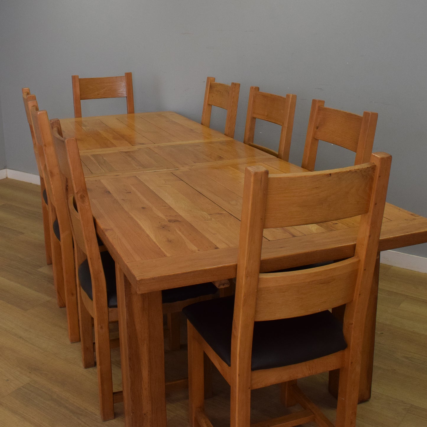 Solid Oak Table and Eight Chairs
