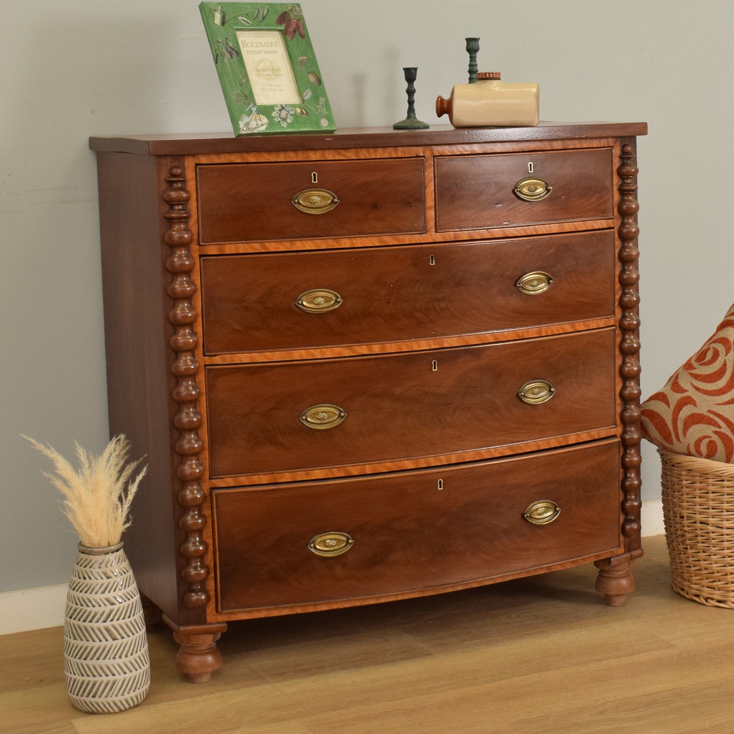 Bow Front 2 over 3 Chest of Drawers