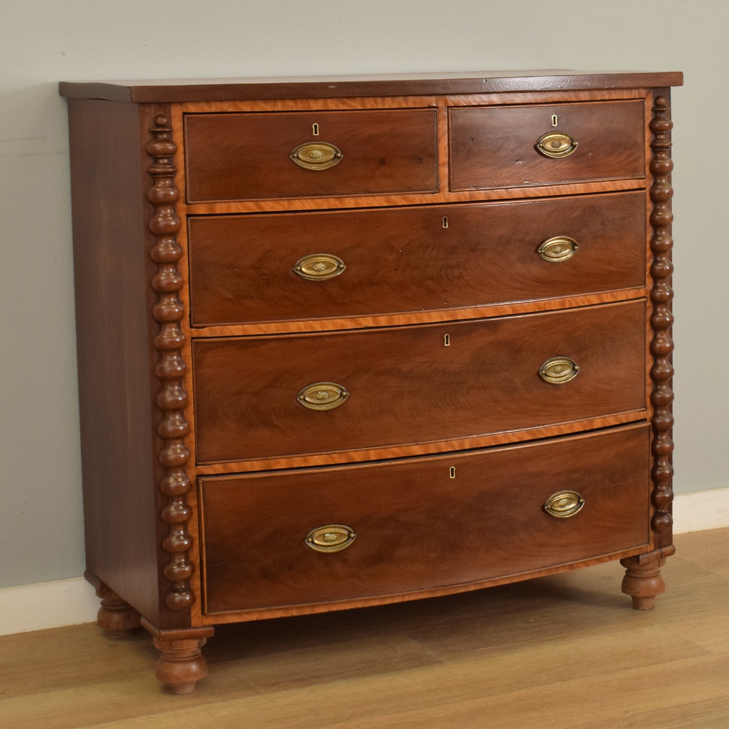 Bow Front 2 over 3 Chest of Drawers
