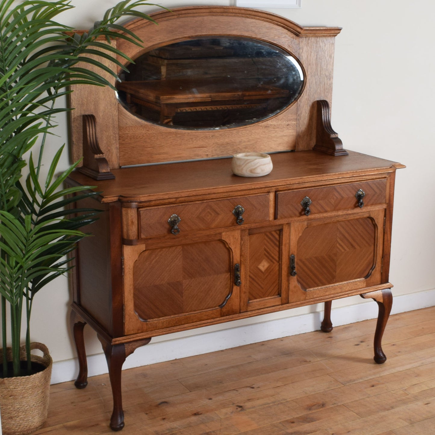 Mirrored Oak Sideboard