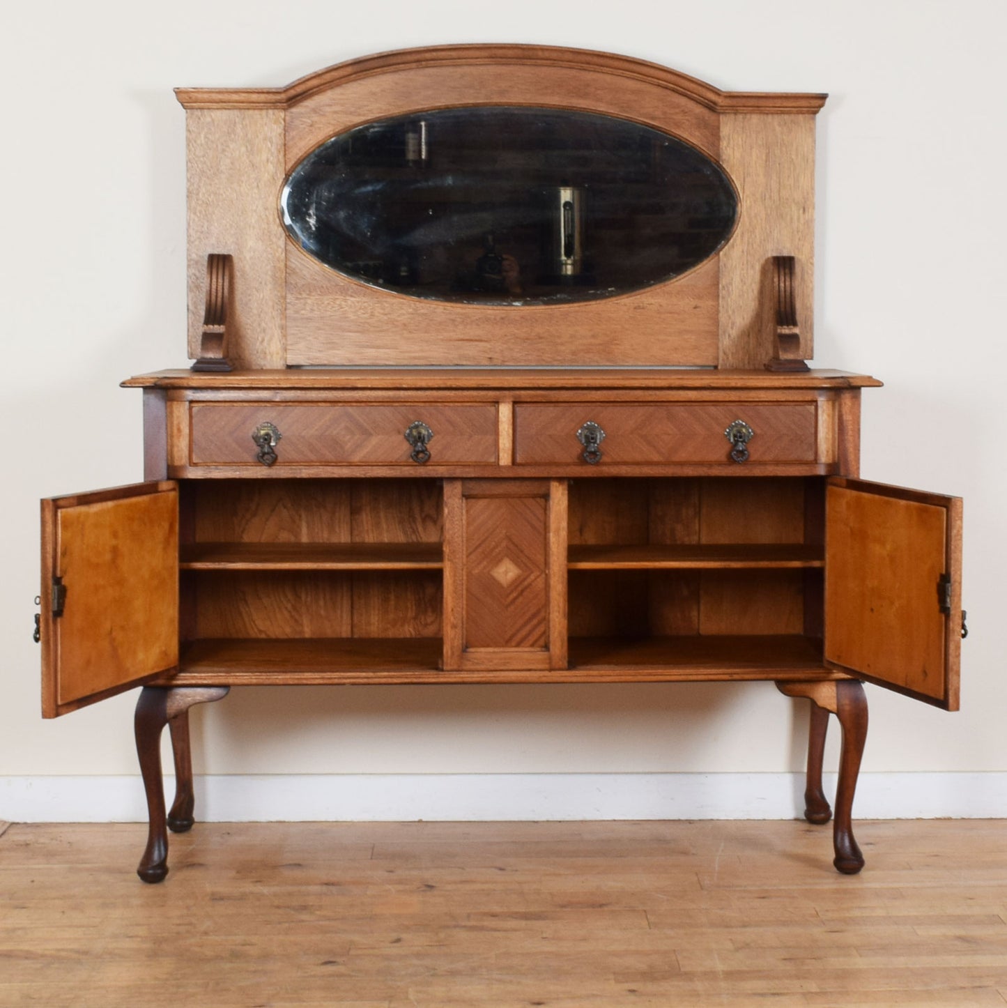 Mirrored Oak Sideboard