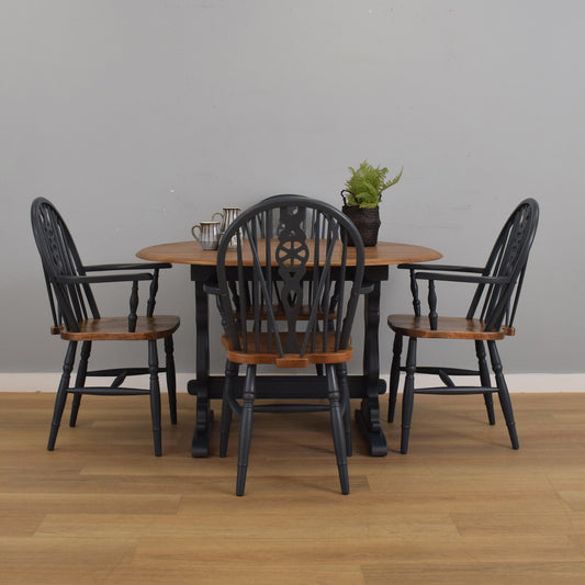 Painted Drop-Leaf Table and Four