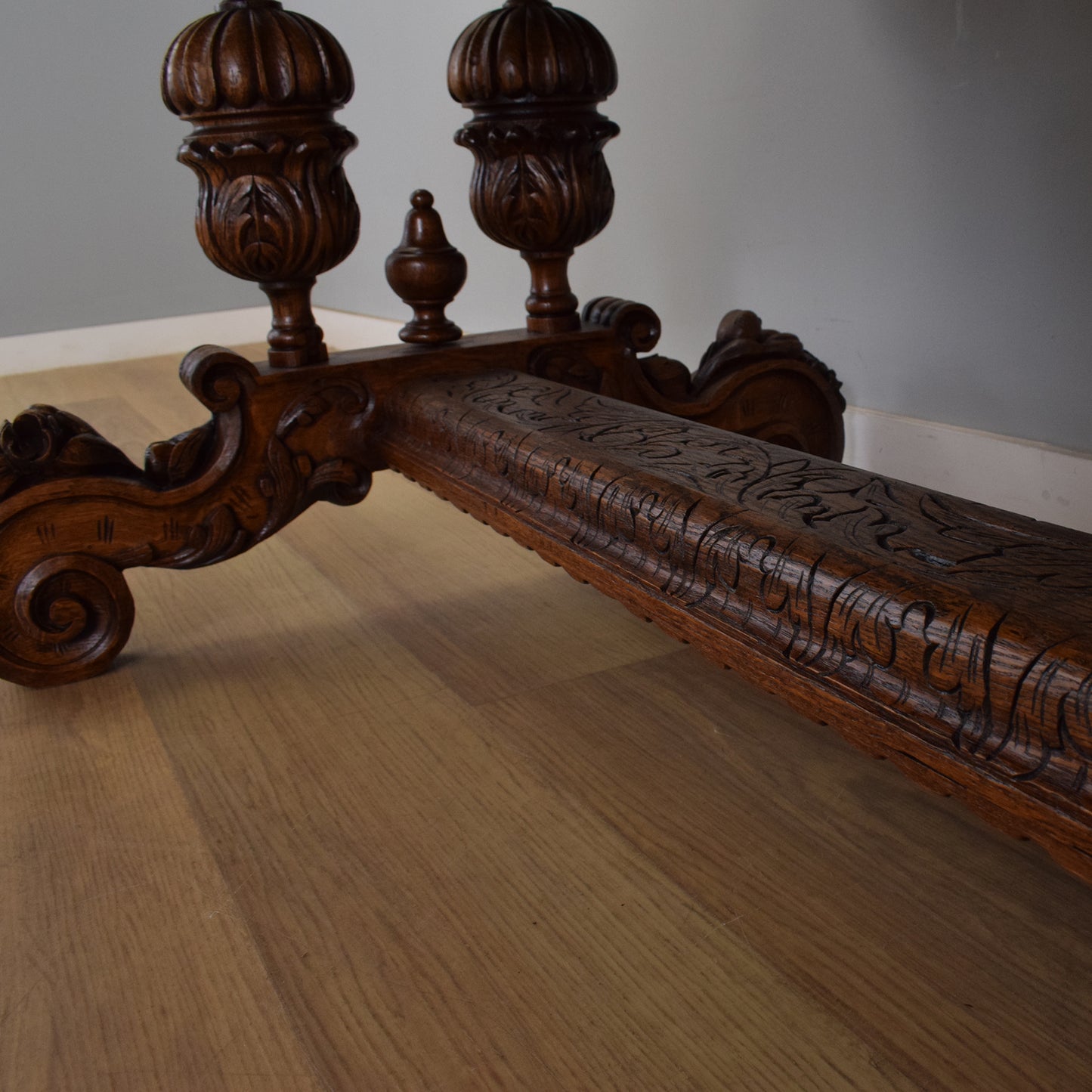 Carved Oak Table and Four Chairs