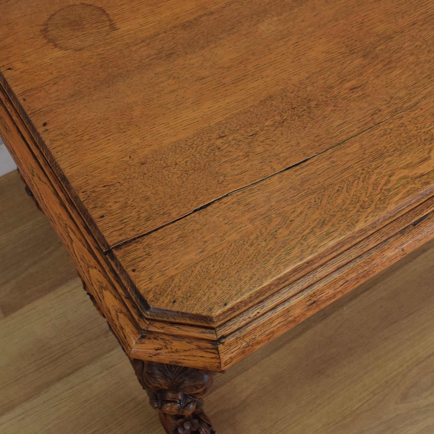 Carved Oak Table and Four Chairs