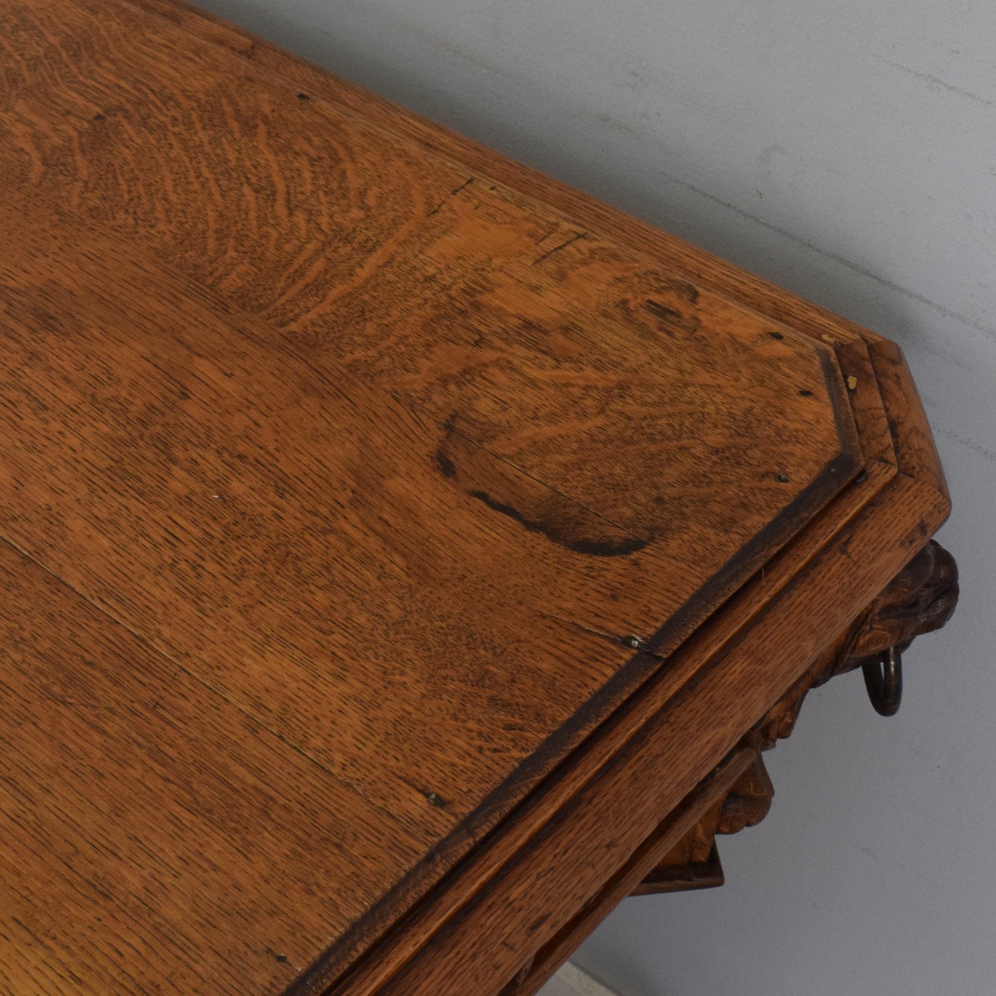 Carved Oak Table and Four Chairs
