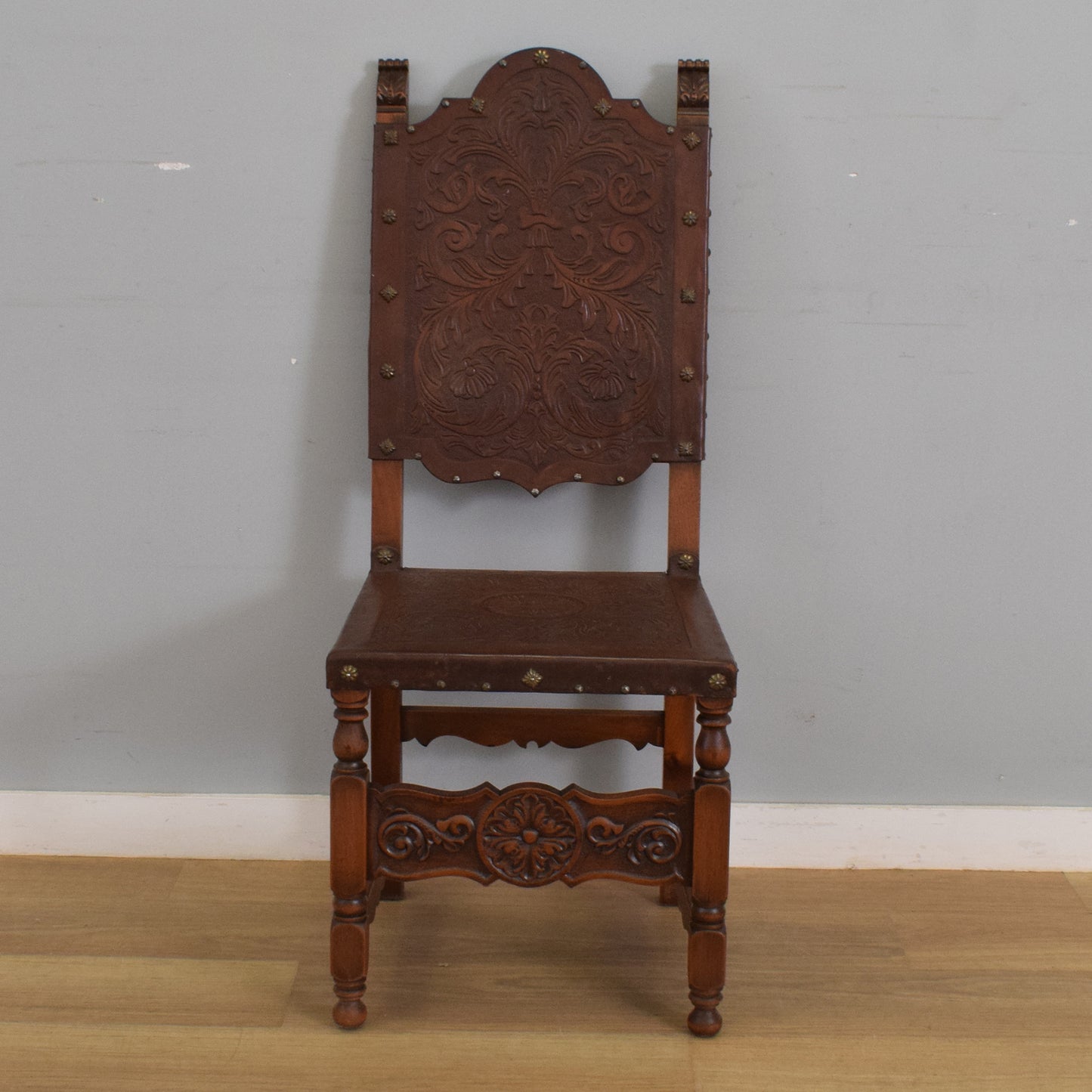 Carved Oak Table and Four Chairs