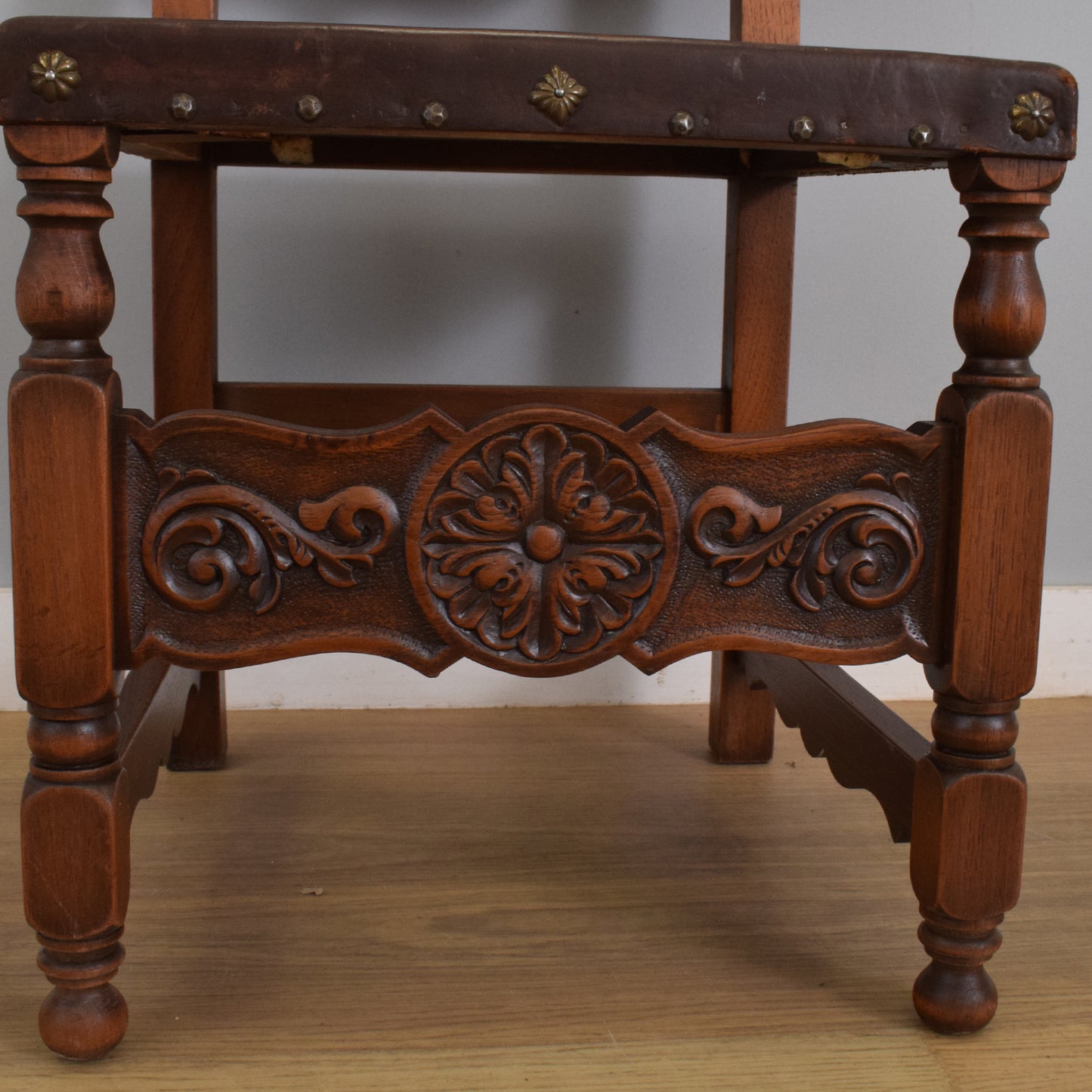 Carved Oak Table and Four Chairs