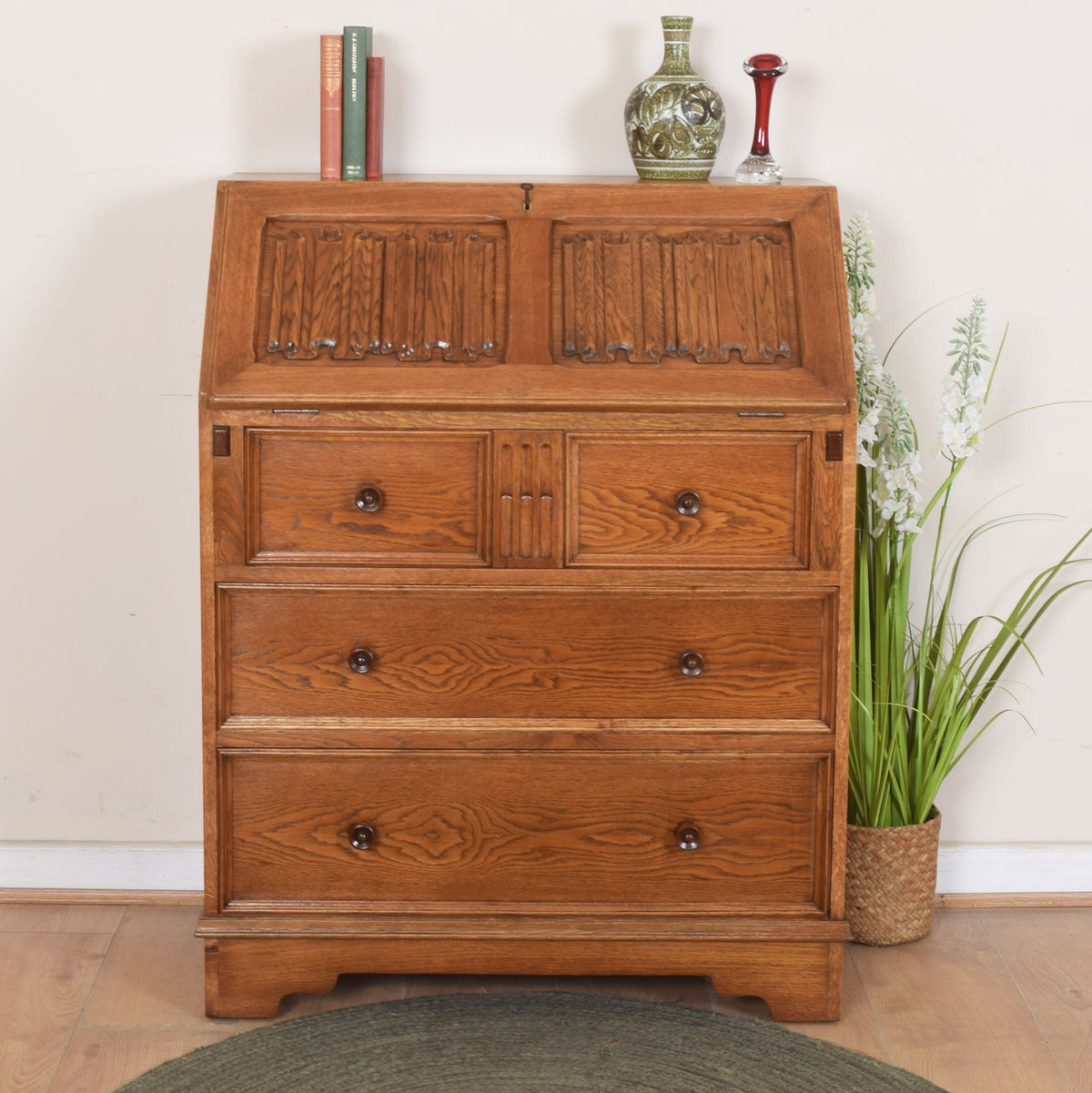 Oak Linenfold Bureau