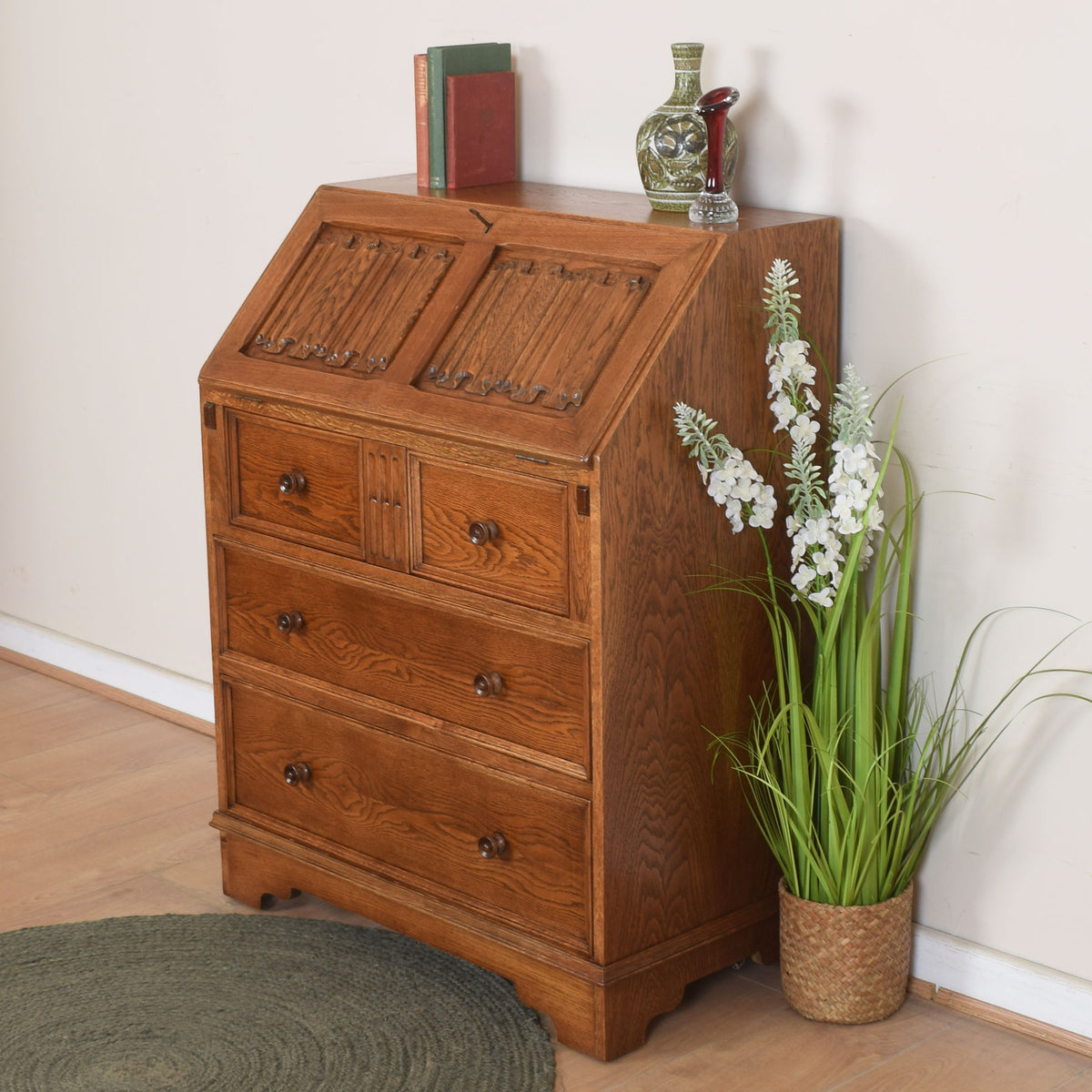 Oak Linenfold Bureau