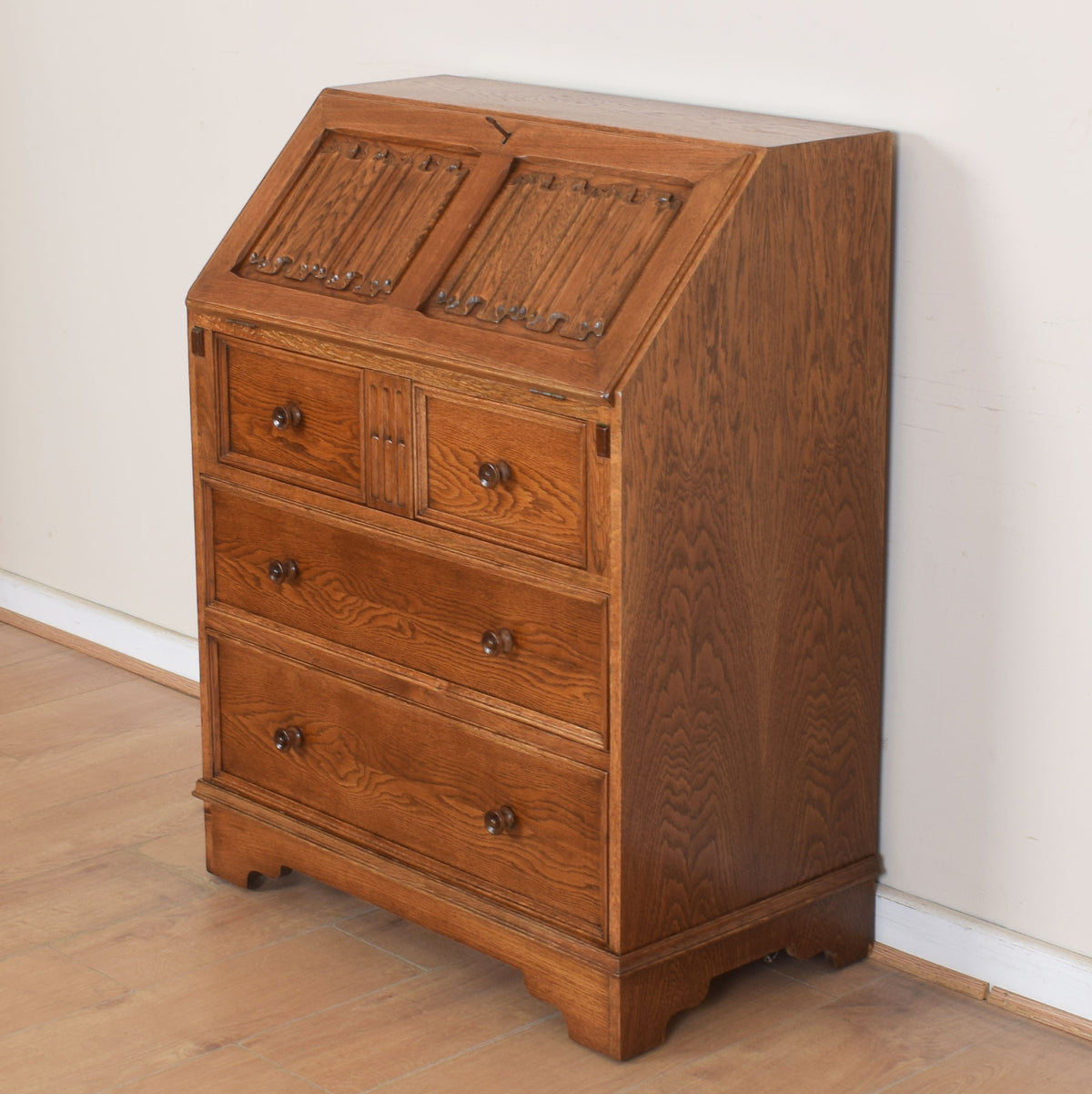 Oak Linenfold Bureau