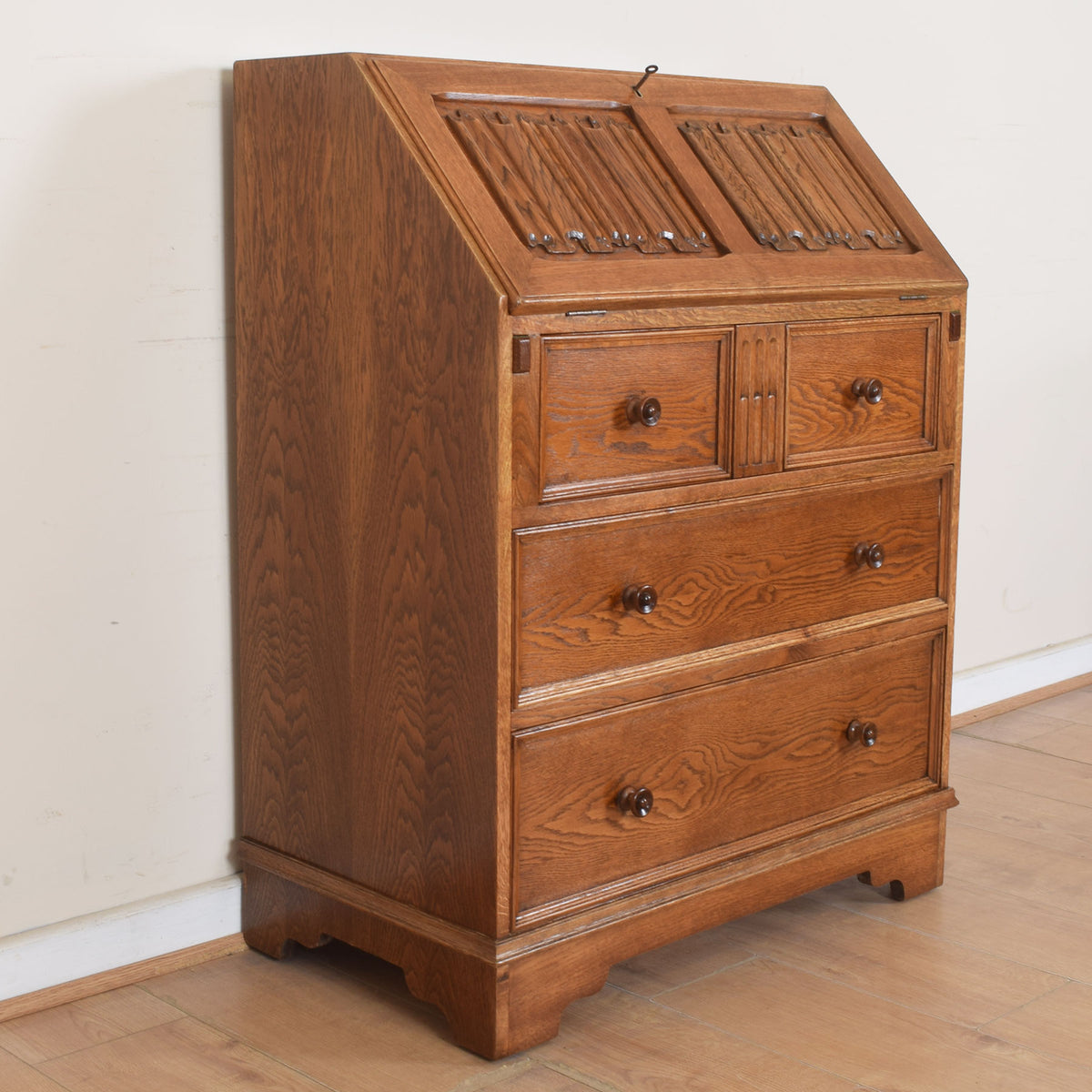 Oak Linenfold Bureau