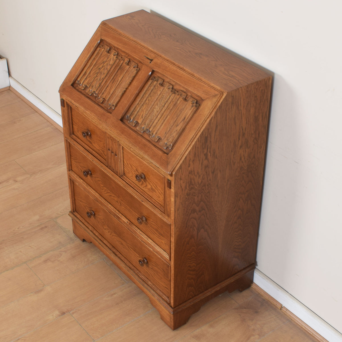 Oak Linenfold Bureau
