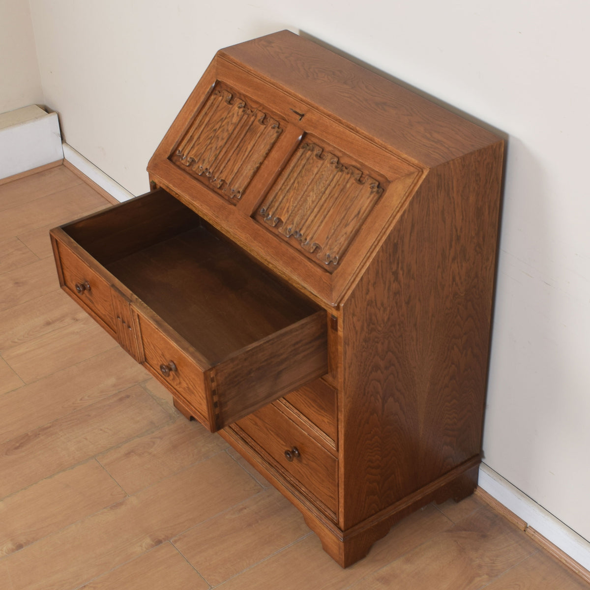 Oak Linenfold Bureau