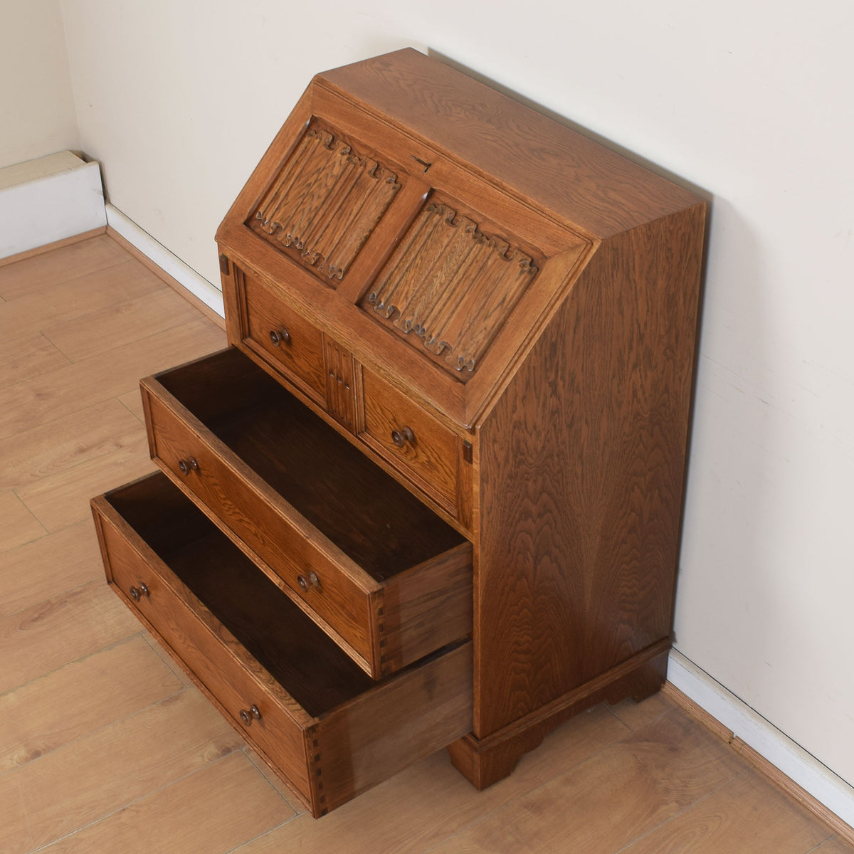Oak Linenfold Bureau