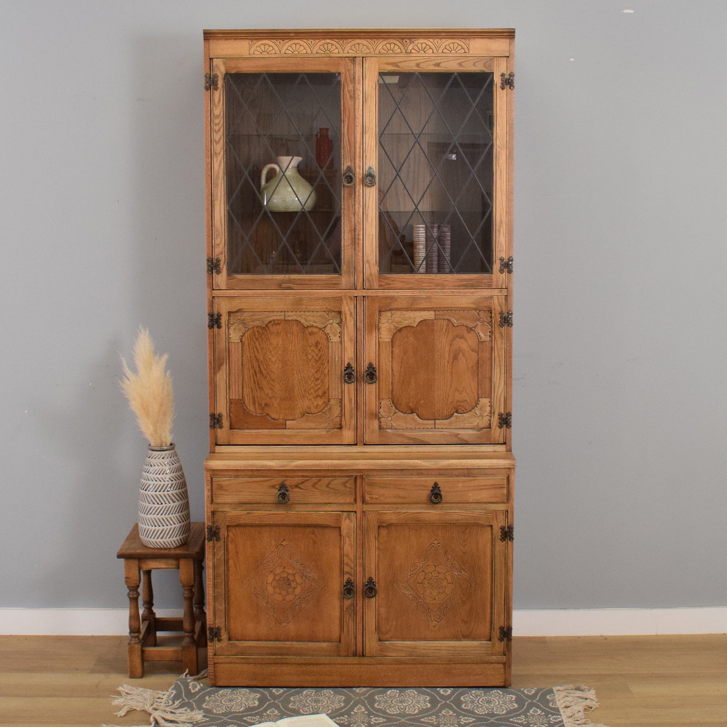 Tall Oak Display Dresser