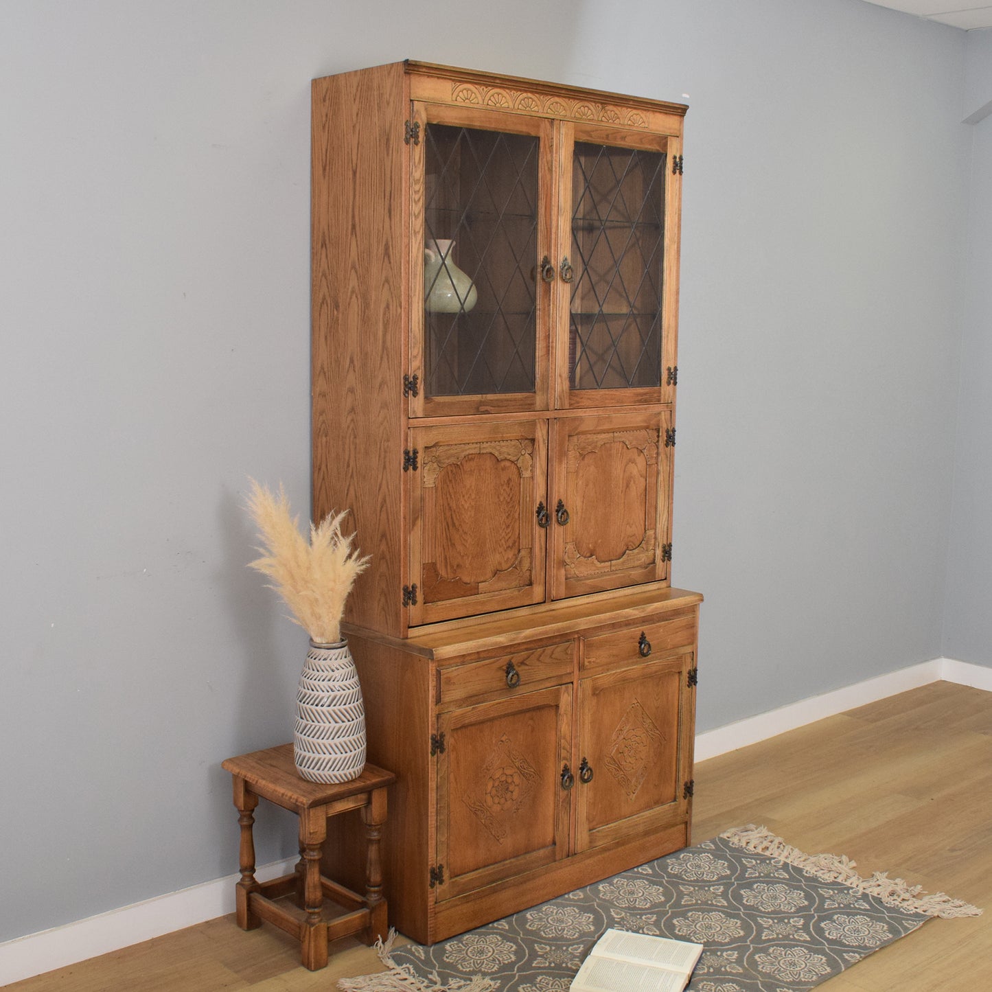 Tall Oak Display Dresser