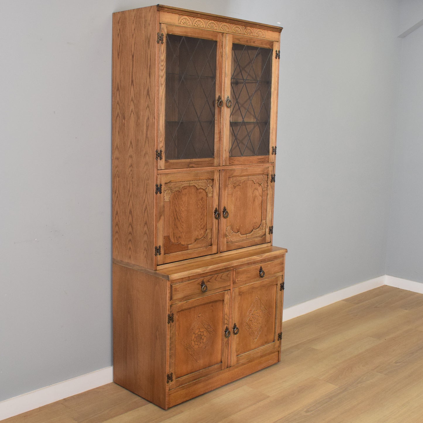 Tall Oak Display Dresser