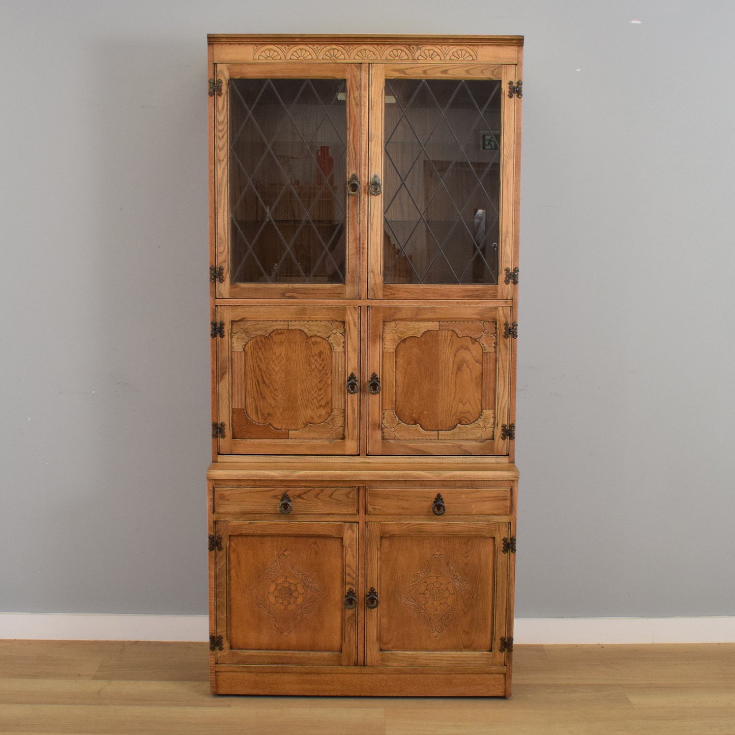 Tall Oak Display Dresser