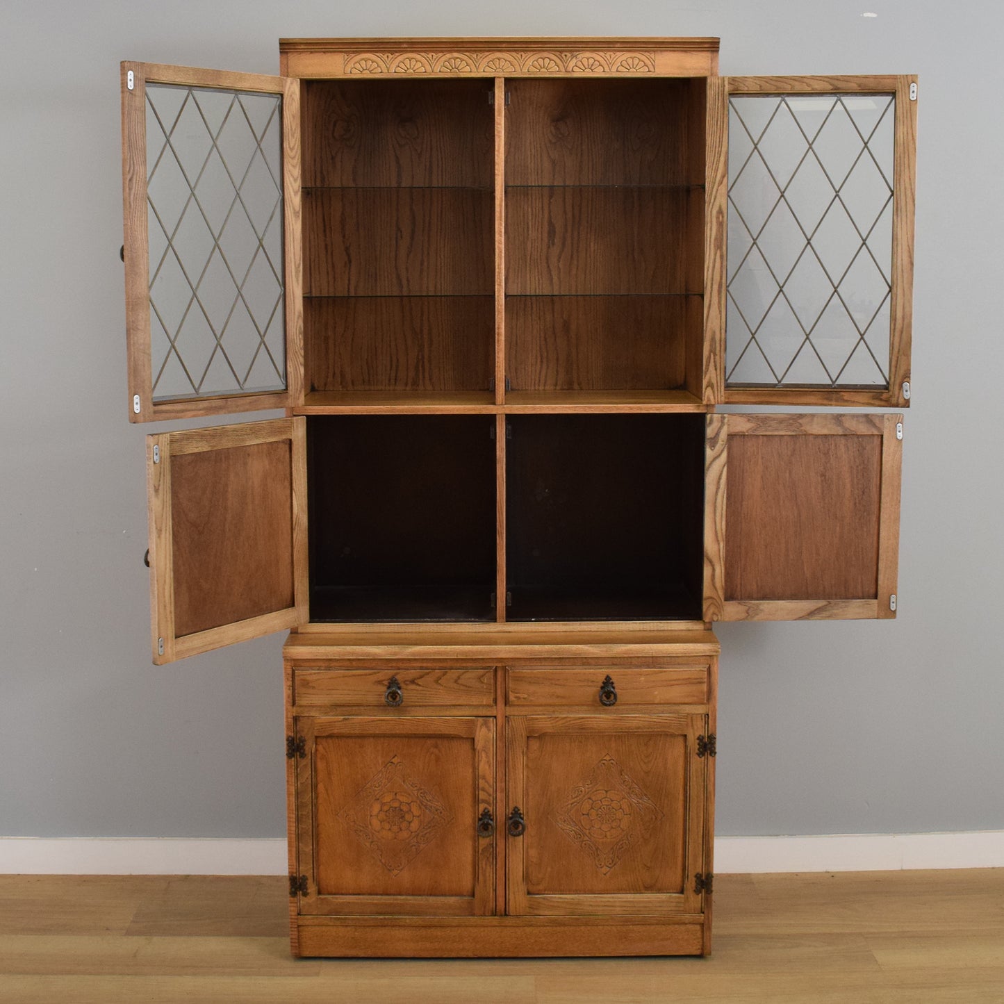 Tall Oak Display Dresser