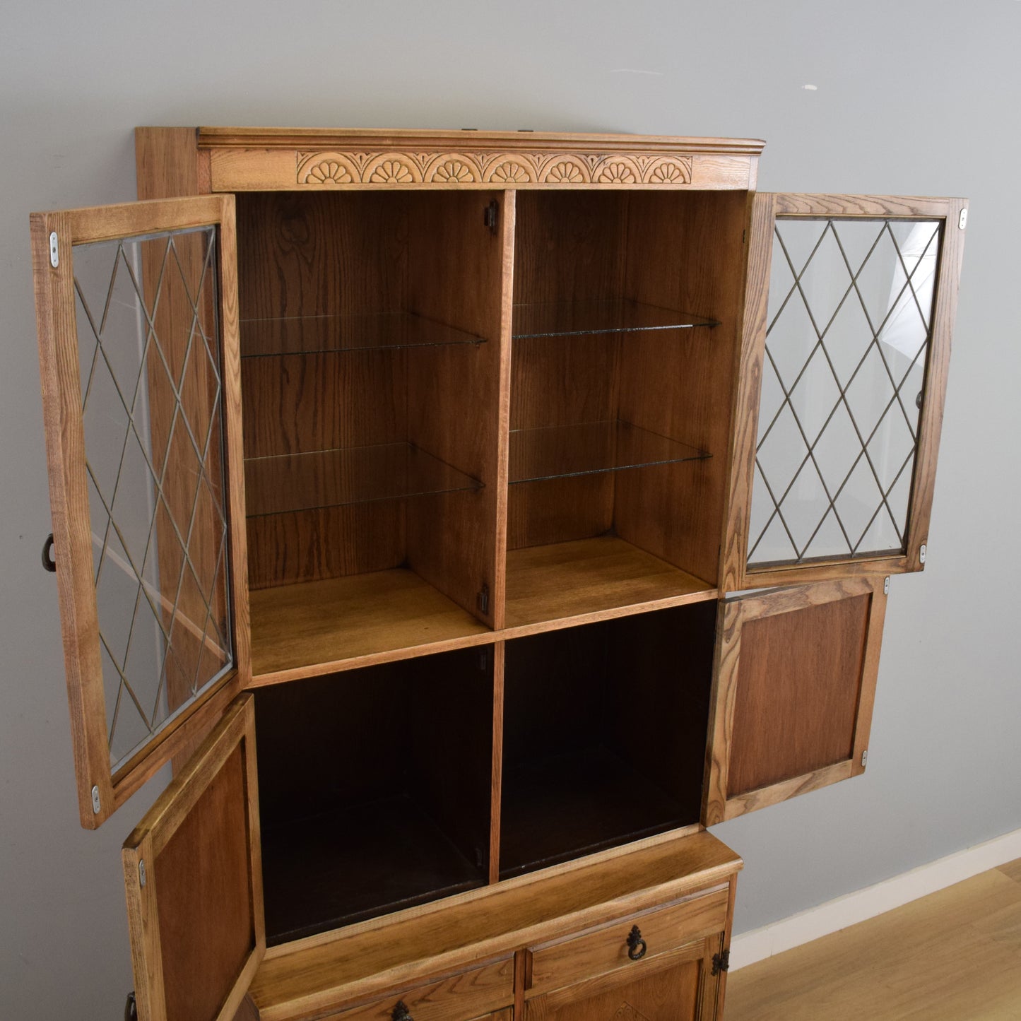 Tall Oak Display Dresser