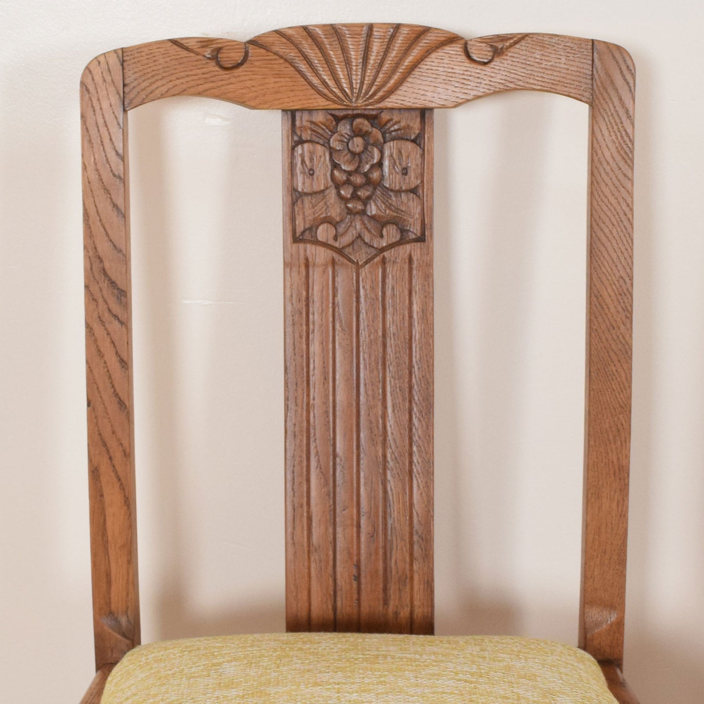 Carved Oak Draw Leaf Table and Four