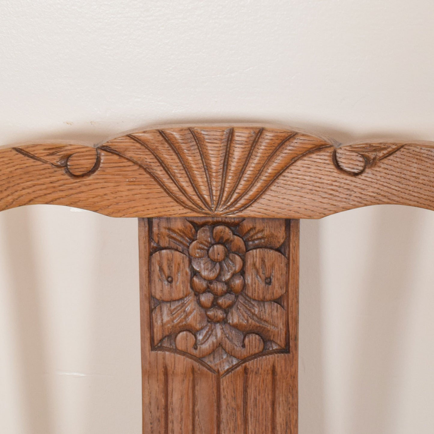 Carved Oak Draw Leaf Table and Four