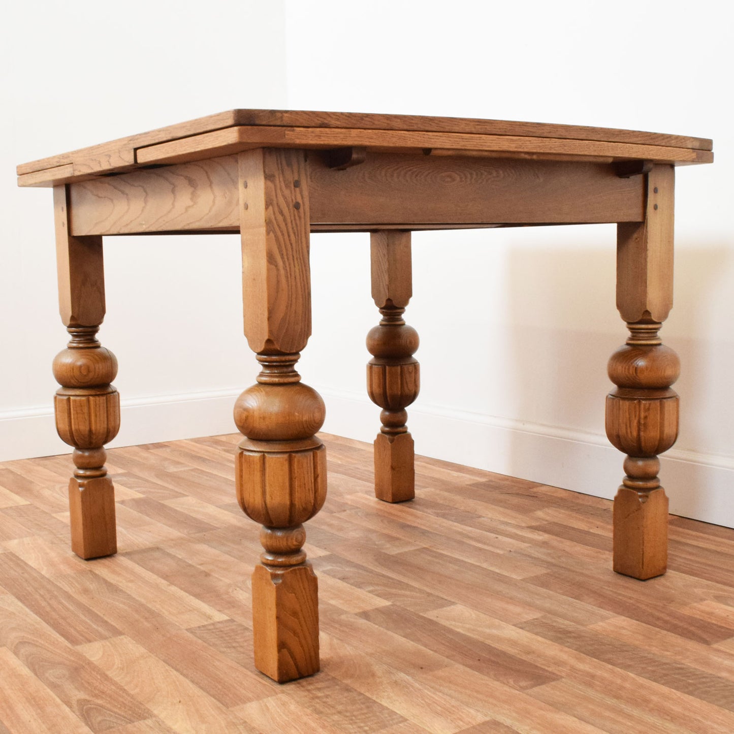 Carved Oak Table and Four Chairs