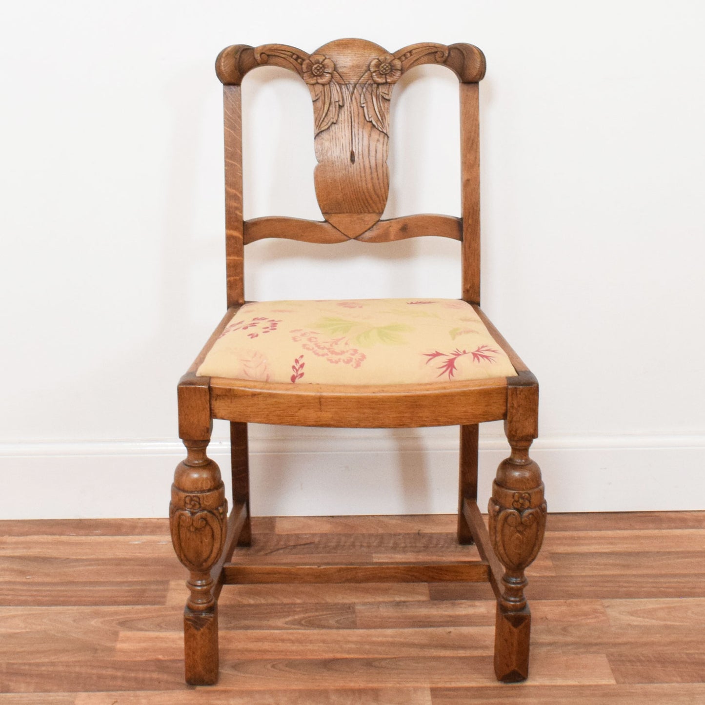 Carved Oak Table and Four Chairs