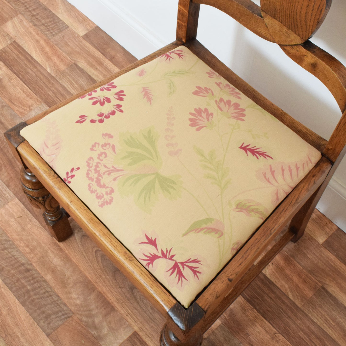 Carved Oak Table and Four Chairs