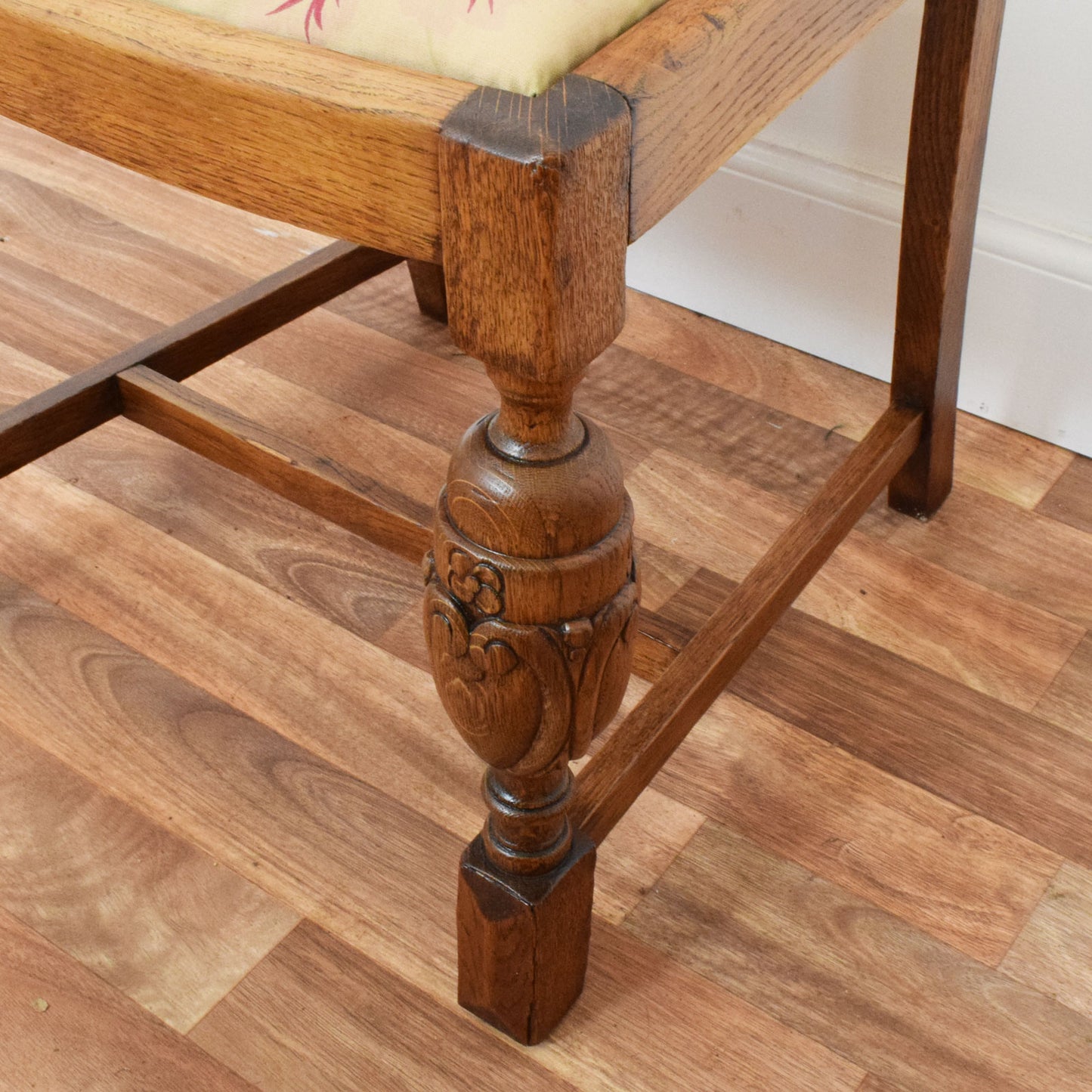 Carved Oak Table and Four Chairs