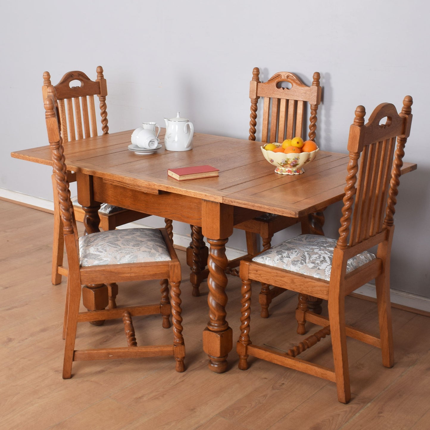 Barley Twist Dining Table with Four Chairs