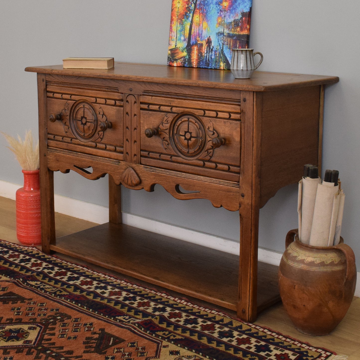 Carved Oak Sideboard