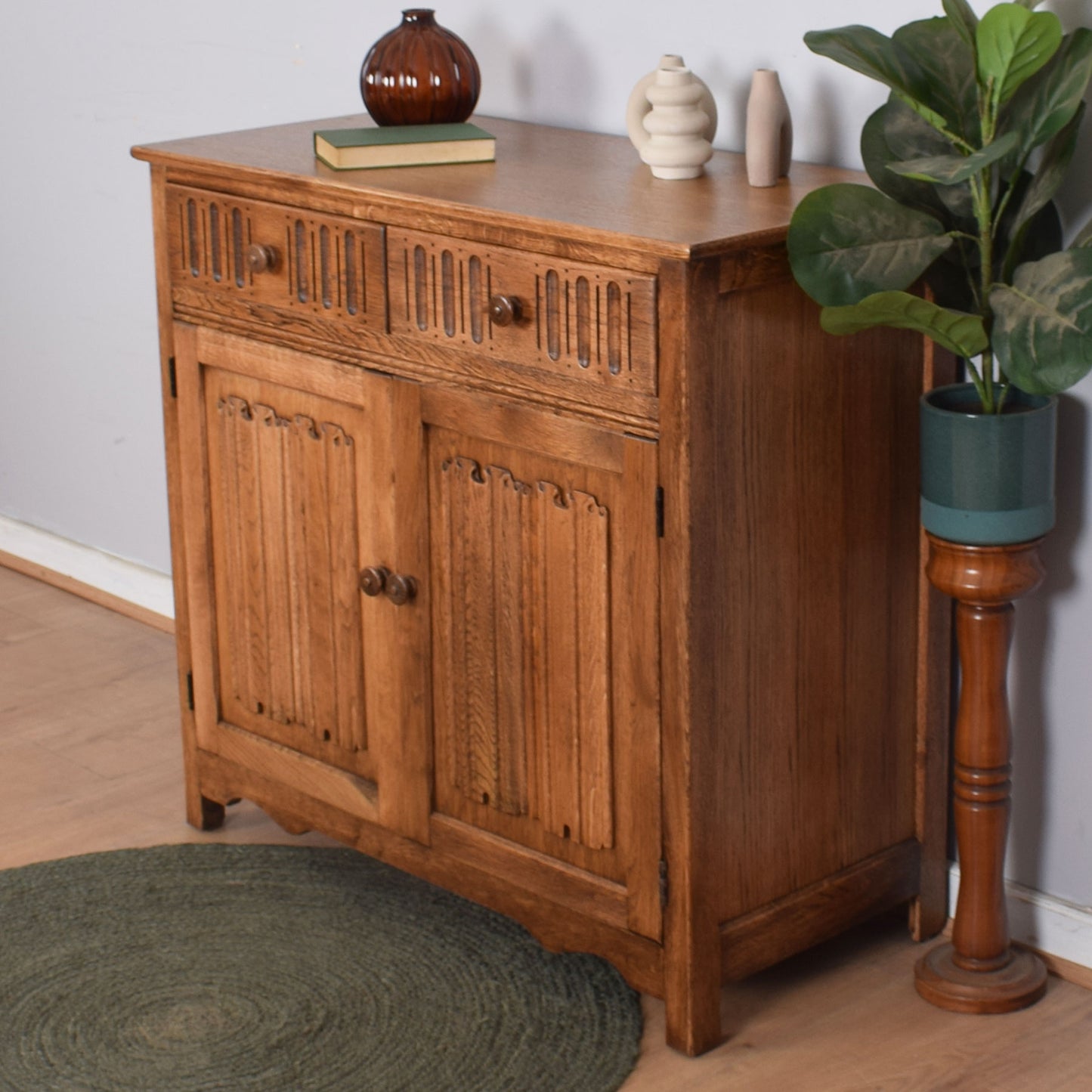 Oak Linenfold Sideboard