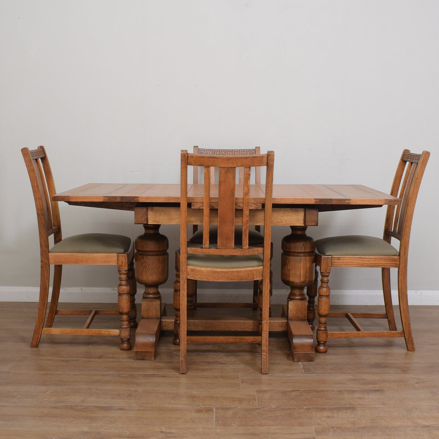 Vintage Oak Draw Leaf Table And Four Chairs