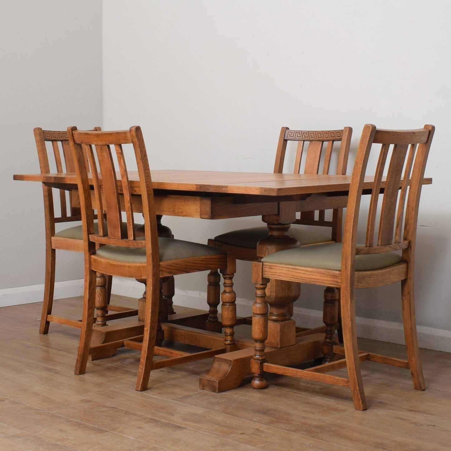 Vintage Oak Draw Leaf Table And Four Chairs